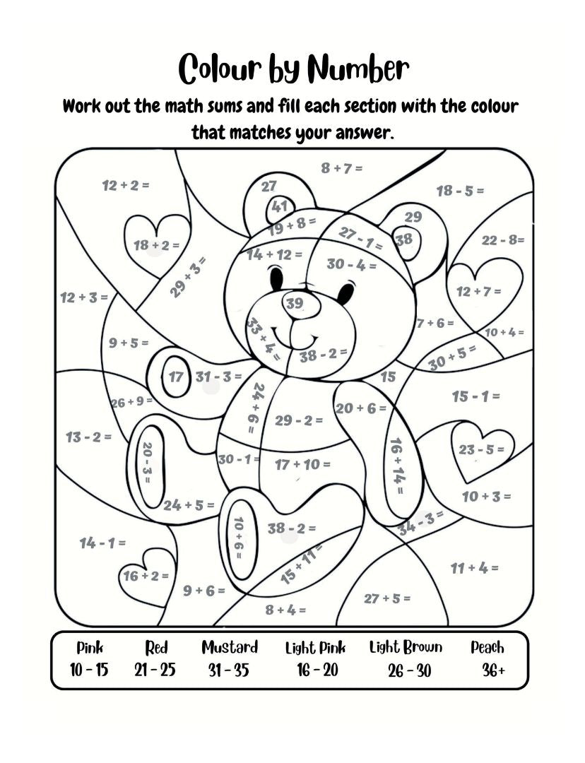 Valentine's Colour by number activity