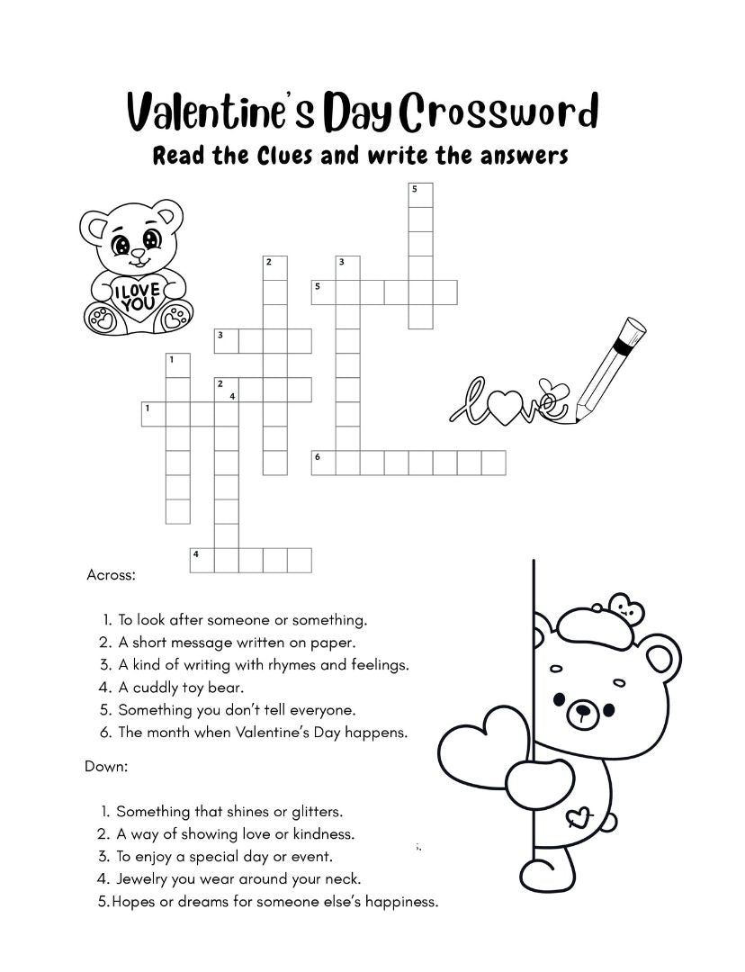 valentine's crossword puzzle