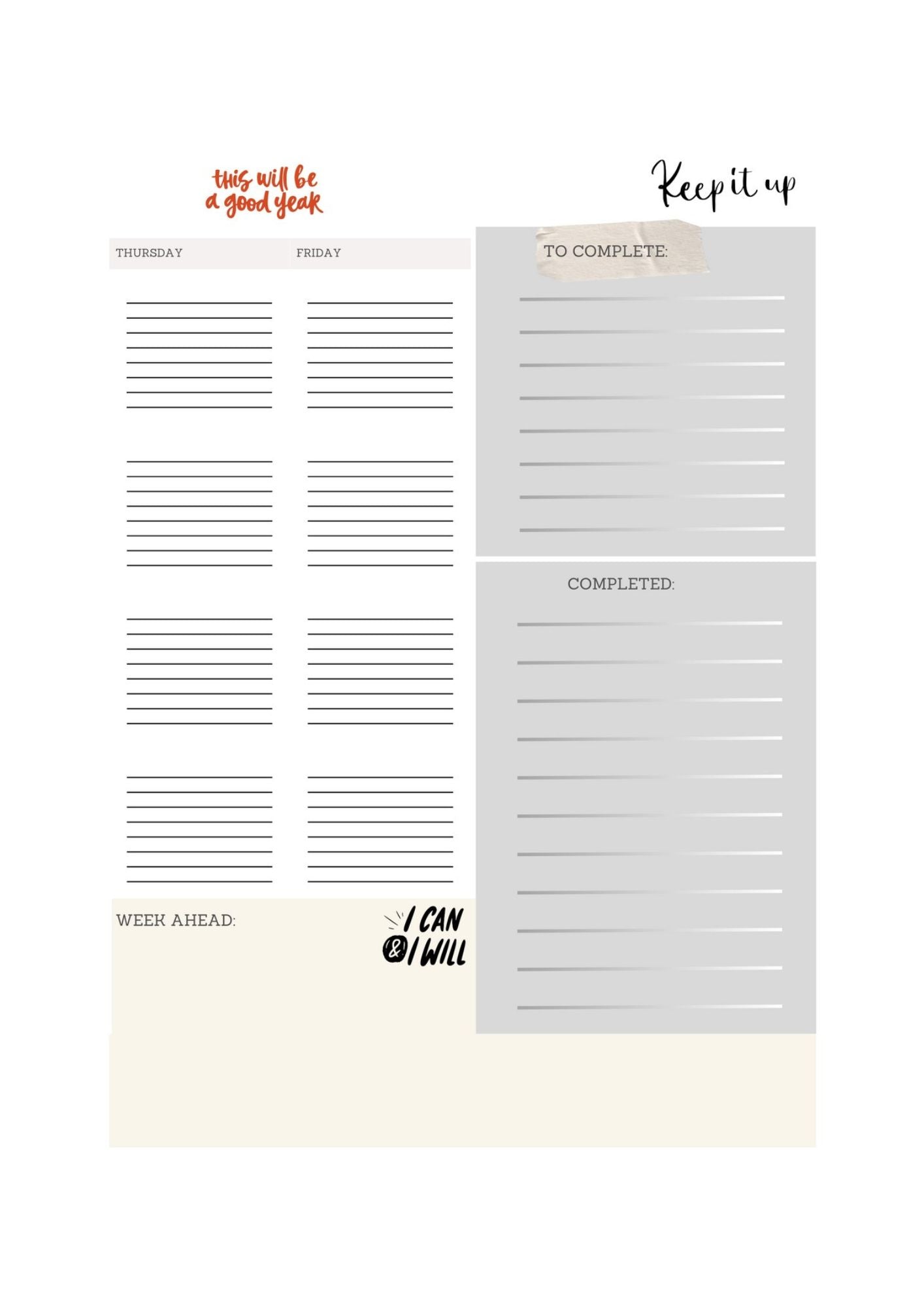 weekly homework tracker