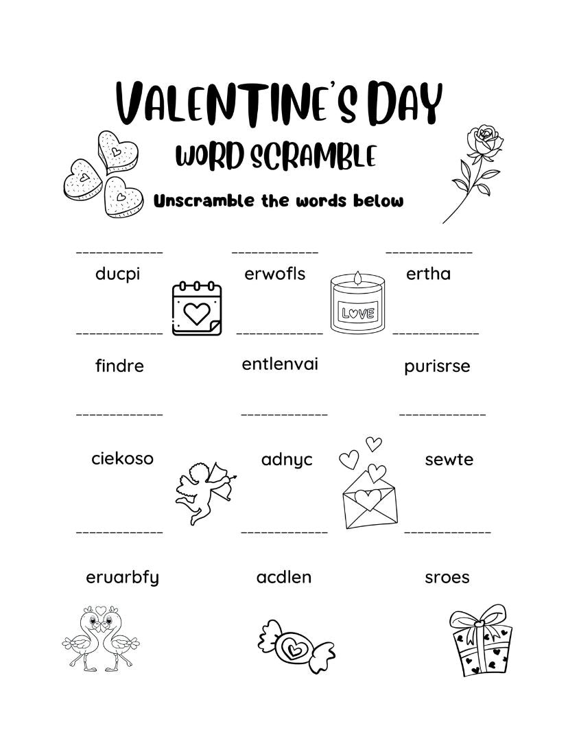 valentine's word scramble activity