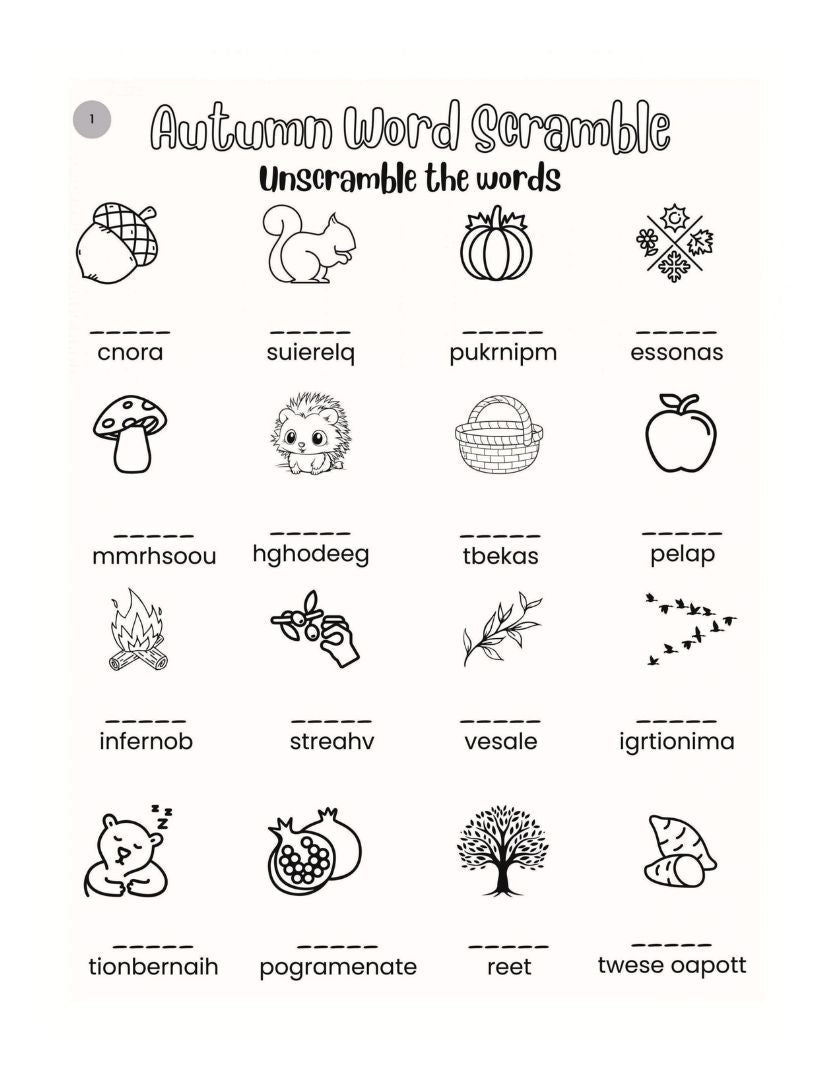 word scramble autumn activity jpg