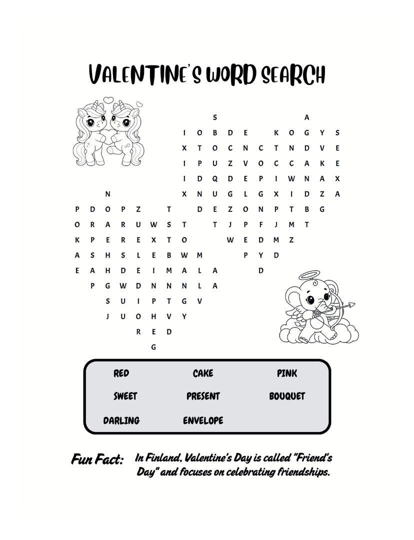 valentine's word search activity