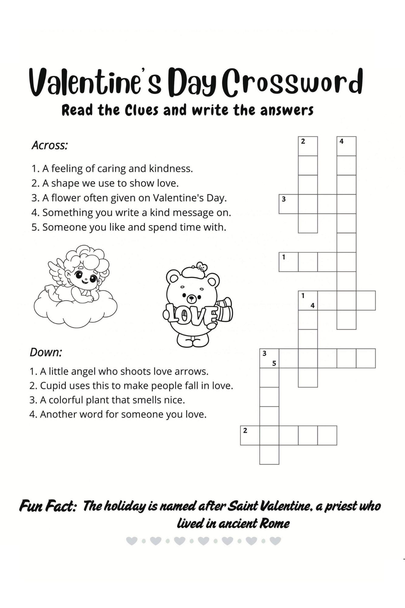 Valentine crossword puzzle